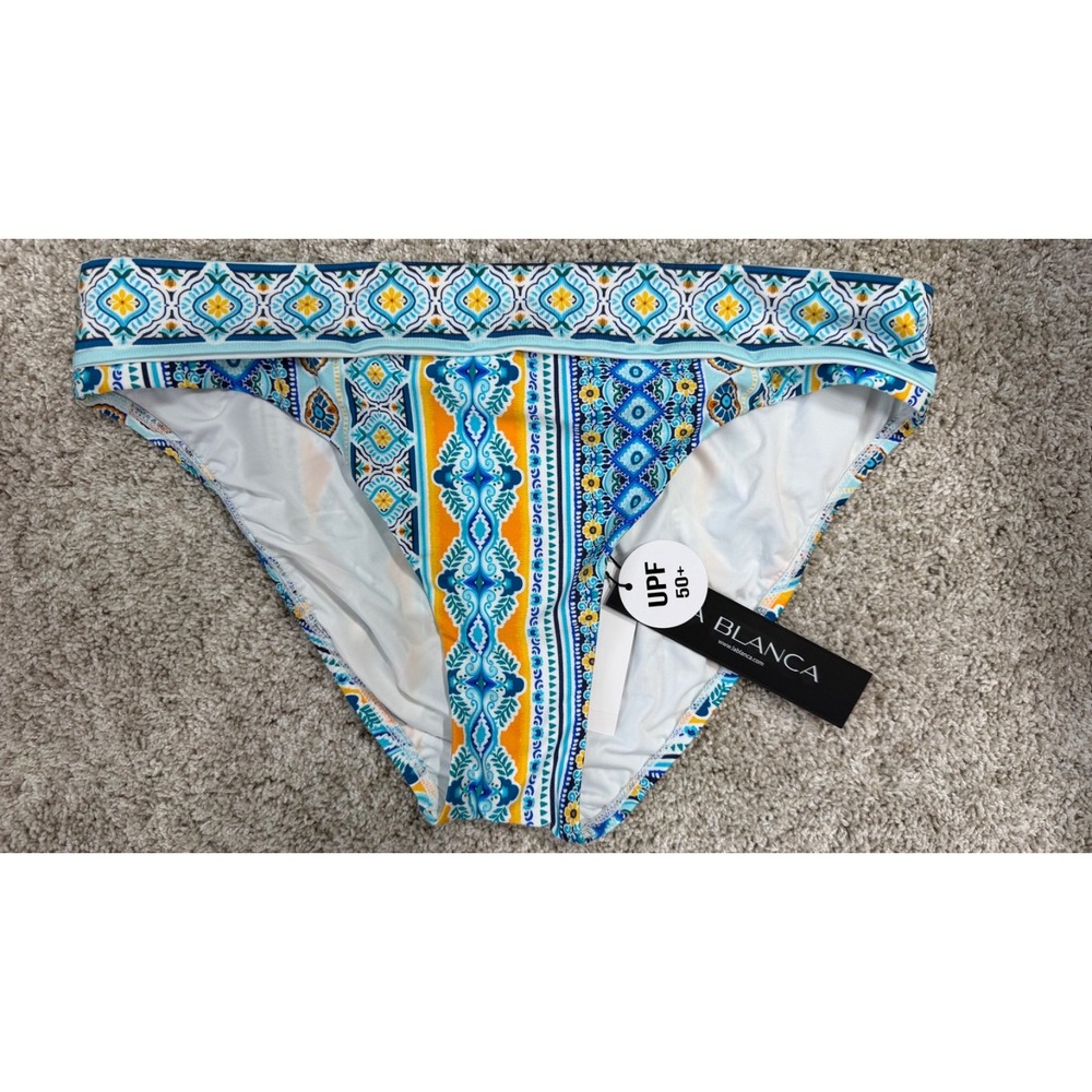 La Blanca Womens Bikini Bottoms Size 10 Multi Color Tribal Print UPF 50+ $68